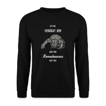 Komodowaran I Komododrache Motiv für Reptilien - Unisex Pullover - Schwarz - Vorne - Alina (178cm) & Michal (187cm)