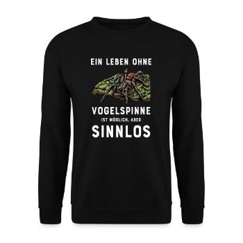 Vogelspinne I Tarantula Terrarium Motiv für - Unisex Pullover - Schwarz - Vorne - Alina (178cm) & Michal (187cm)