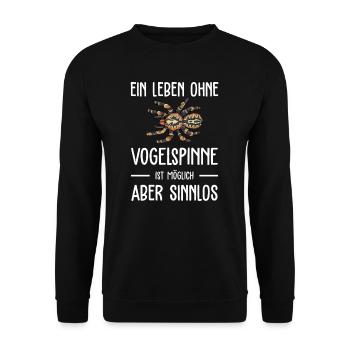 Vogelspinne I Tarantula Terrarium Motiv für - Unisex Pullover - Schwarz - Vorne - Alina (178cm) & Michal (187cm)