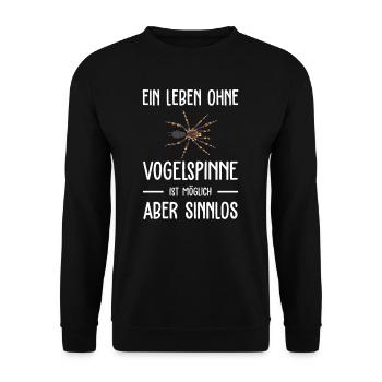 Vogelspinne I Tarantula Terrarium Motiv für - Unisex Pullover - Schwarz - Vorne - Alina (178cm) & Michal (187cm)