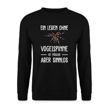 Vogelspinne I Tarantula Terrarium Motiv für - Unisex Pullover - Schwarz - Vorne - Alina (178cm) & Michal (187cm)