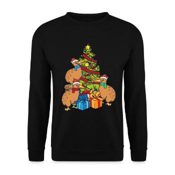 Christmas Kiwi Bird Australia Christmas Tree - Unisex Sweatshirt - black - Front - Alina (178cm) & Michal (187cm)