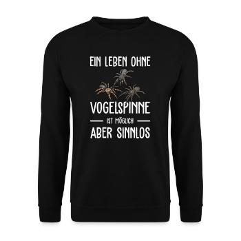 Vogelspinne I Tarantula Terrarium Motiv für - Unisex Pullover - Schwarz - Vorne - Alina (178cm) & Michal (187cm)
