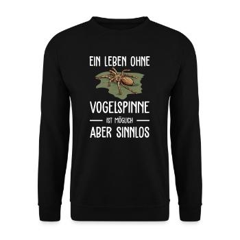 Vogelspinne I Tarantula Terrarium Motiv für - Unisex Pullover - Schwarz - Vorne - Alina (178cm) & Michal (187cm)