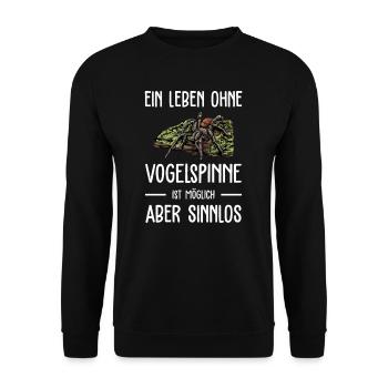 Vogelspinne I Tarantula Terrarium Motiv für - Unisex Pullover - Schwarz - Vorne - Alina (178cm) & Michal (187cm)