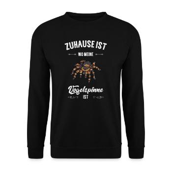 Vogelspinne I Tarantula Terrarium Motiv für - Unisex Pullover - Schwarz - Vorne - Alina (178cm) & Michal (187cm)
