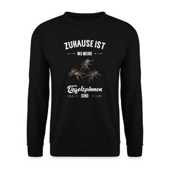 Vogelspinne I Tarantula Terrarium Motiv für - Unisex Pullover - Schwarz - Vorne - Alina (178cm) & Michal (187cm)