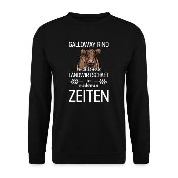 Galloway Rind I Schottland Rinderzucht für - Unisex Pullover - Schwarz - Vorne - Alina (178cm) & Michal (187cm)