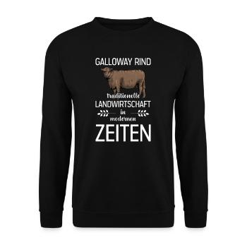 Galloway Rind I Schottland Rinderzucht für - Unisex Pullover - Schwarz - Vorne - Alina (178cm) & Michal (187cm)