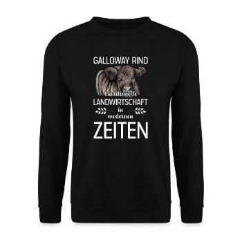Galloway Rind I Schottland Rinderzucht für - Unisex Pullover - Schwarz - Vorne - Alina (178cm) & Michal (187cm)