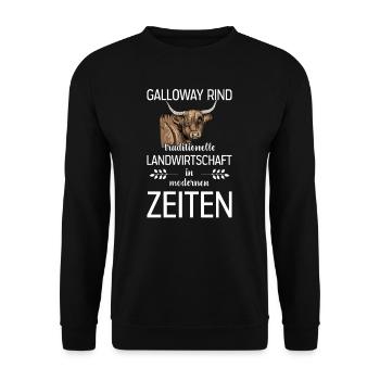 Galloway Rind I Schottland Rinderzucht für - Unisex Pullover - Schwarz - Vorne - Alina (178cm) & Michal (187cm)