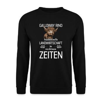 Galloway Rind I Schottland Rinderzucht für - Unisex Pullover - Schwarz - Vorne - Alina (178cm) & Michal (187cm)