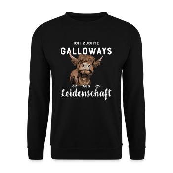 Galloway Rind I Schottland Rinderzucht für - Unisex Pullover - Schwarz - Vorne - Alina (178cm) & Michal (187cm)