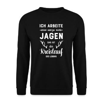 Jäger I Jagd Wildschwein Rehwild Motiv für - Unisex Pullover - Schwarz - Vorne - Alina (178cm) & Michal (187cm)
