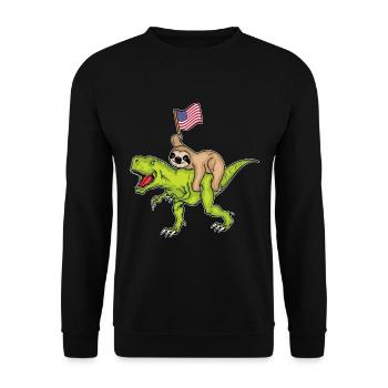 Dinosaurier Geschenk 4th Of July Faultier USA - Unisex Pullover - Schwarz - Vorne - Alina (178cm) & Michal (187cm)