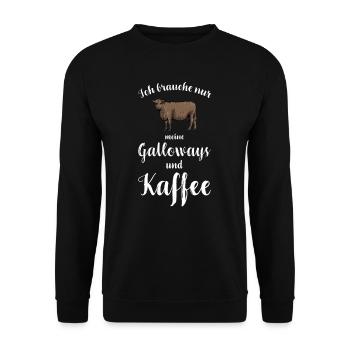 Galloway Rind I Schottland Rinderzucht für - Unisex Pullover - Schwarz - Vorne - Alina (178cm) & Michal (187cm)