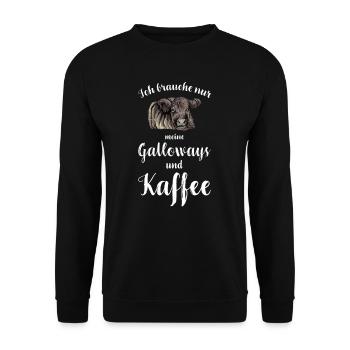 Galloway Rind I Schottland Rinderzucht für - Unisex Pullover - Schwarz - Vorne - Alina (178cm) & Michal (187cm)