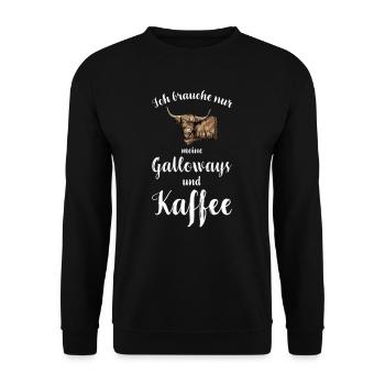 Galloway Rind I Schottland Rinderzucht für - Unisex Pullover - Schwarz - Vorne - Alina (178cm) & Michal (187cm)