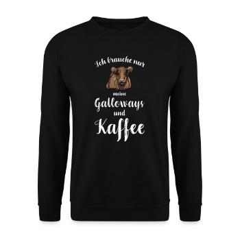 Galloway Rind I Schottland Rinderzucht für - Unisex Pullover - Schwarz - Vorne - Alina (178cm) & Michal (187cm)