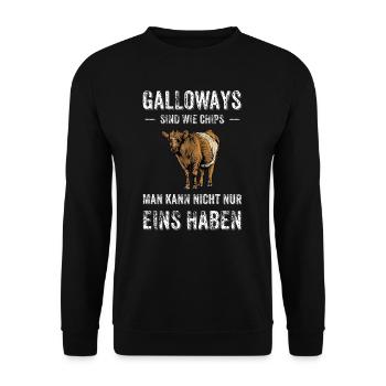 Galloway Rind I Schottland Rinderzucht für - Unisex Pullover - Schwarz - Vorne - Alina (178cm) & Michal (187cm)