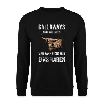 Galloway Rind I Schottland Rinderzucht für - Unisex Pullover - Schwarz - Vorne - Alina (178cm) & Michal (187cm)