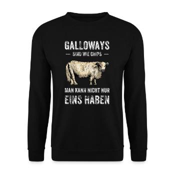 Galloway Rind I Schottland Rinderzucht für - Unisex Pullover - Schwarz - Vorne - Alina (178cm) & Michal (187cm)