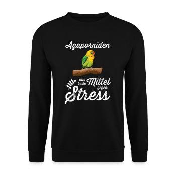 Agaporniden I Unzertrennliche Motiv für Vogel - Unisex Pullover - Schwarz - Vorne - Alina (178cm) & Michal (187cm)