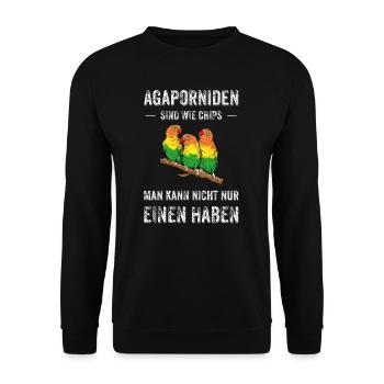 Agaporniden I Unzertrennliche Motiv für Vogel - Unisex Pullover - Schwarz - Vorne - Alina (178cm) & Michal (187cm)