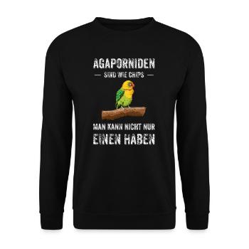 Agaporniden I Unzertrennliche Motiv für Vogel - Unisex Pullover - Schwarz - Vorne - Alina (178cm) & Michal (187cm)