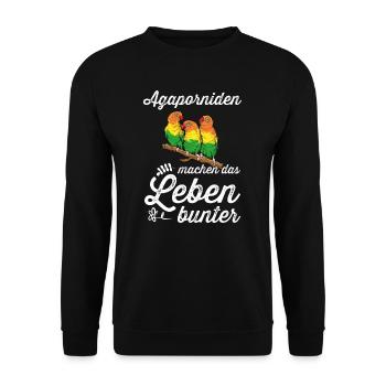 Agaporniden I Unzertrennliche Motiv für Vogel - Unisex Pullover - Schwarz - Vorne - Alina (178cm) & Michal (187cm)