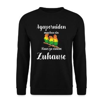 Agaporniden I Unzertrennliche Motiv für Vogel - Unisex Pullover - Schwarz - Vorne - Alina (178cm) & Michal (187cm)