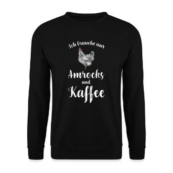 Amrock Huhn I Chicken Geflügel Motiv für - Unisex Pullover - Schwarz - Vorne - Alina (178cm) & Michal (187cm)