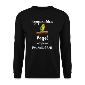 Agaporniden I Unzertrennliche Motiv für Vogel - Unisex Pullover - Schwarz - Vorne - Alina (178cm) & Michal (187cm)