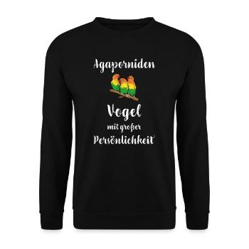 Agaporniden I Unzertrennliche Motiv für Vogel - Unisex Pullover - Schwarz - Vorne - Alina (178cm) & Michal (187cm)