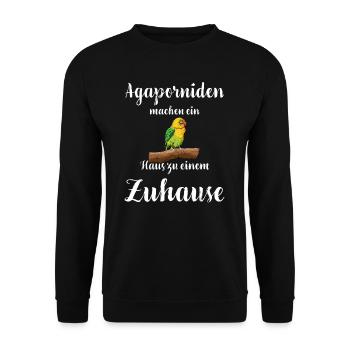 Agaporniden I Unzertrennliche Motiv für Vogel - Unisex Pullover - Schwarz - Vorne - Alina (178cm) & Michal (187cm)