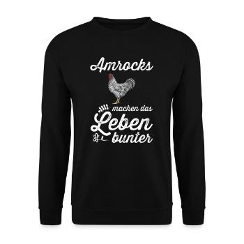 Amrock Huhn I Chicken Geflügel Motiv für - Unisex Pullover - Schwarz - Vorne - Alina (178cm) & Michal (187cm)