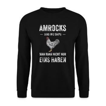Amrock Huhn I Chicken Geflügel Motiv für - Unisex Pullover - Schwarz - Vorne - Alina (178cm) & Michal (187cm)