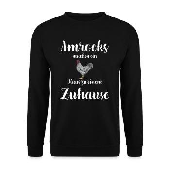 Amrock Huhn I Chicken Geflügel Motiv für - Unisex Pullover - Schwarz - Vorne - Alina (178cm) & Michal (187cm)