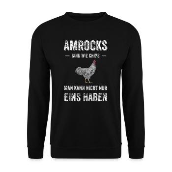 Amrock Huhn I Chicken Geflügel Motiv für - Unisex Pullover - Schwarz - Vorne - Alina (178cm) & Michal (187cm)