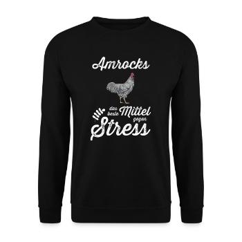 Amrock Huhn I Chicken Geflügel Motiv für - Unisex Pullover - Schwarz - Vorne - Alina (178cm) & Michal (187cm)