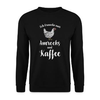Amrock Huhn I Chicken Geflügel Motiv für - Unisex Pullover - Schwarz - Vorne - Alina (178cm) & Michal (187cm)