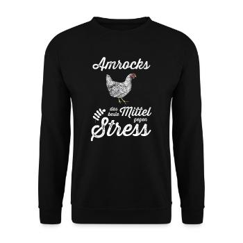 Amrock Huhn I Chicken Geflügel Motiv für - Unisex Pullover - Schwarz - Vorne - Alina (178cm) & Michal (187cm)