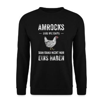 Amrock Huhn I Chicken Geflügel Motiv für - Unisex Pullover - Schwarz - Vorne - Alina (178cm) & Michal (187cm)
