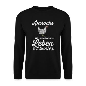 Amrock Huhn I Chicken Geflügel Motiv für - Unisex Pullover - Schwarz - Vorne - Alina (178cm) & Michal (187cm)