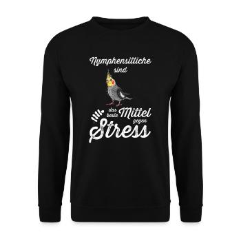 Nymphensittich I Papagei Kakadu Motiv für Vogel - Unisex Pullover - Schwarz - Vorne - Alina (178cm) & Michal (187cm)