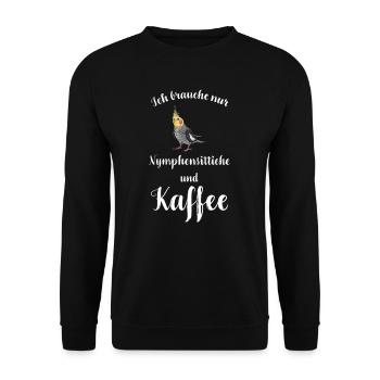 Nymphensittich I Papagei Kakadu Motiv für Vogel - Unisex Pullover - Schwarz - Vorne - Alina (178cm) & Michal (187cm)