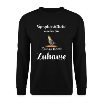 Nymphensittich I Papagei Kakadu Motiv für Vogel - Unisex Pullover - Schwarz - Vorne - Alina (178cm) & Michal (187cm)