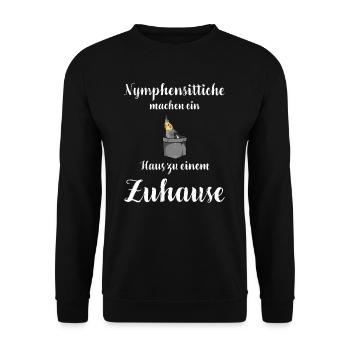 Nymphensittich I Papagei Kakadu Motiv für Vogel - Unisex Pullover - Schwarz - Vorne - Alina (178cm) & Michal (187cm)