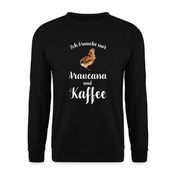 Araucana Hühner I Hühnerrasse Huhn Motiv für - Unisex Pullover - Schwarz - Vorne - Alina (178cm) & Michal (187cm)