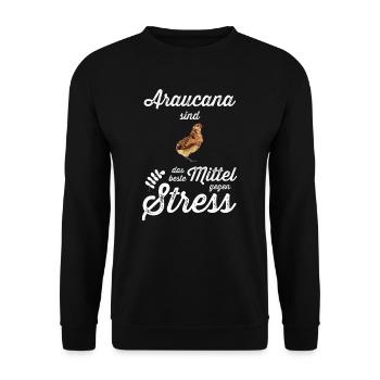 Araucana Hühner I Hühnerrasse Huhn Motiv für - Unisex Pullover - Schwarz - Vorne - Alina (178cm) & Michal (187cm)